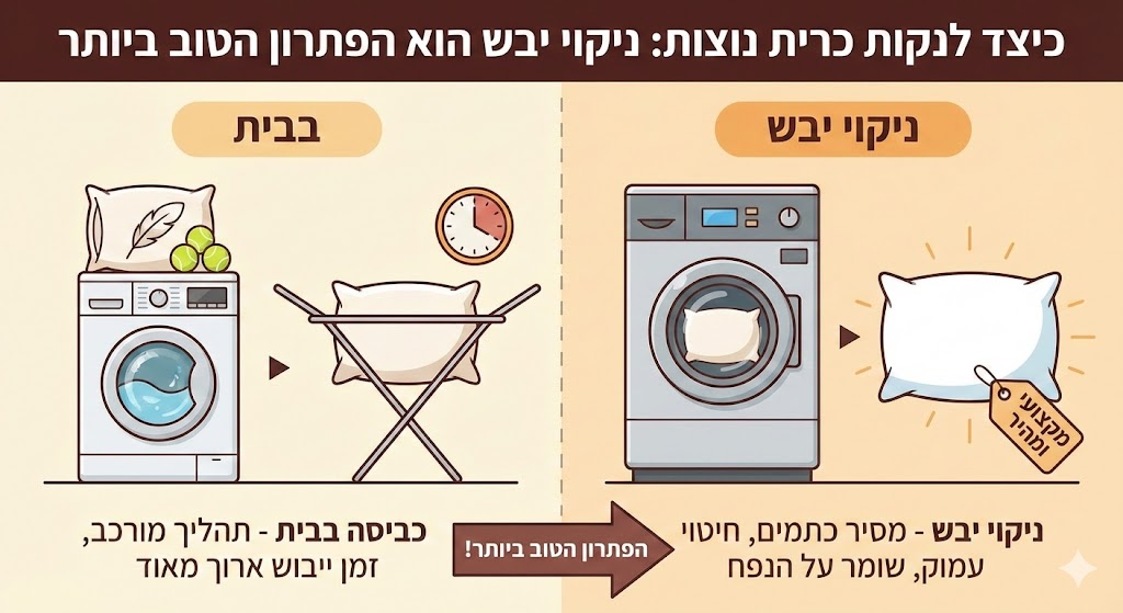 איך מכבסים כרית נוצות ולמה ניקוי יבש הוא הפתרון הטוב ביותר